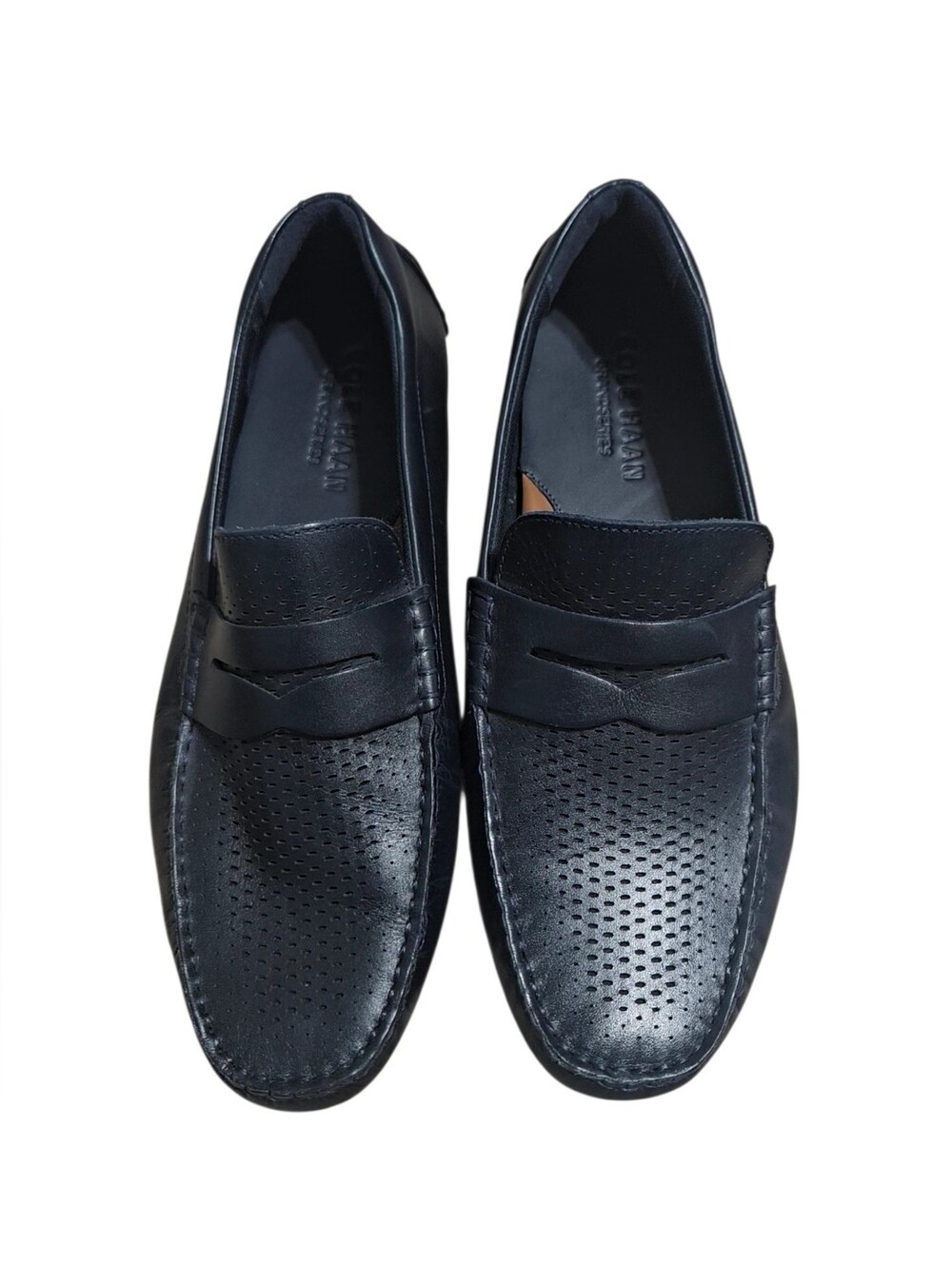 Cole Haan Mens Grand Laser Penny Driver Loafer Blue navy size 10.5